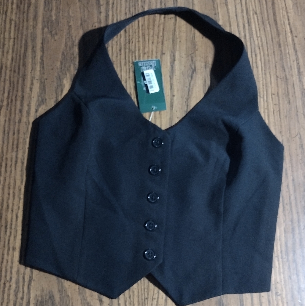 NWT Black Vest Halter Top